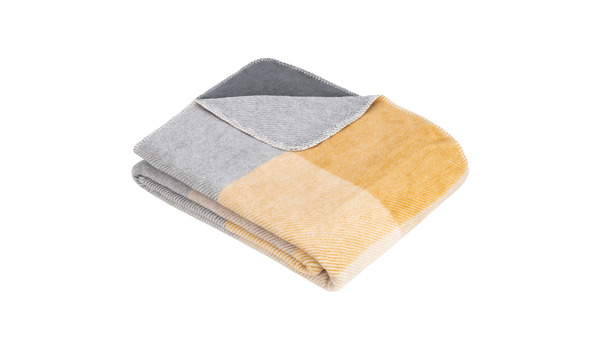Ibena Jacquard Decke s.Oliver Grau-Gelb