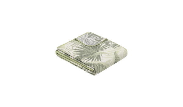 Ibena Jacquard Baumwolldecke Hawaii-Grün/Wollweiß