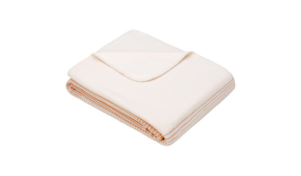Ibena Jacquard Baumwolldecke Salerno-Orange-Wollweiß