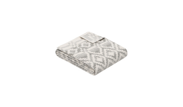 Ibena Jacquard Baumwolldecke Amora-Grau-Wollweiß