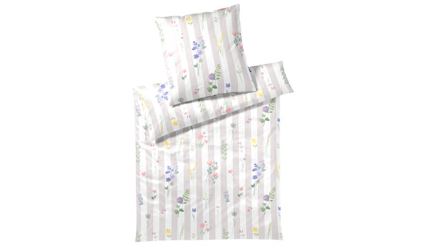 Elegante-Flowerstripe-Natur Qualität Mako-Satin