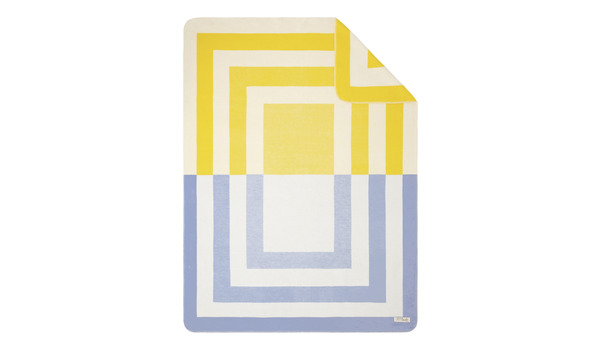 Ibena s.Oliver Jacquard Decke Blau-Gelb